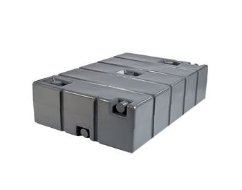 Gray 250 gallon-sized portable waste holding tank