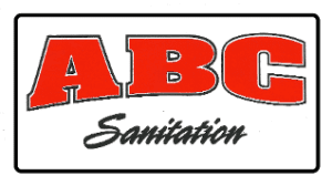 ABC Sanitation logo featuring large, red letters above the word "sanitation" in black script, set against a white background