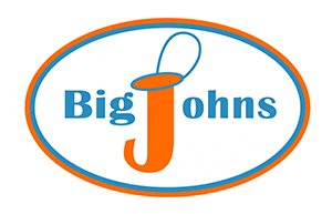 Big John's logo featuring stylized orange text with a large letter 'j'