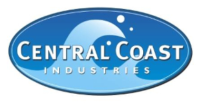 Central Coast Industries logo featuring a gaphical wave in shades of blue
