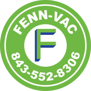 FENN-VAC circular logo with a large green letter F in the center and telephone number "843-552-8306" at the bottom.
