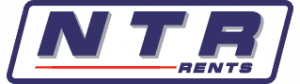 NTR Rents logo featuring bold, uppercase letters "NTR" in blue, above the word "rents" in smaller font, separated by a horizontal red line