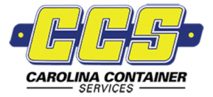 Carolina Container Services logo with "CCS" in bold yellow letters outlined in blue
