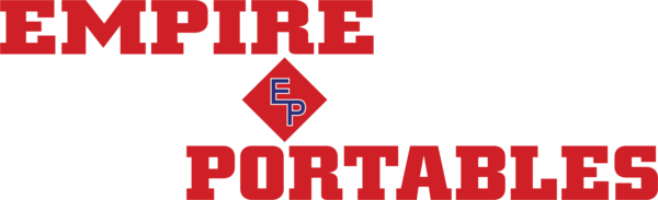 Empire Portables logo with bold red text and a central diamond-shaped emblem containing the initials "EP" in blue and red