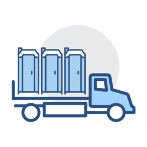 a truck hauling porta potties icon a truck hauling porta potties icon