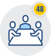 three people sitting around a table icon three people sitting around a table icon