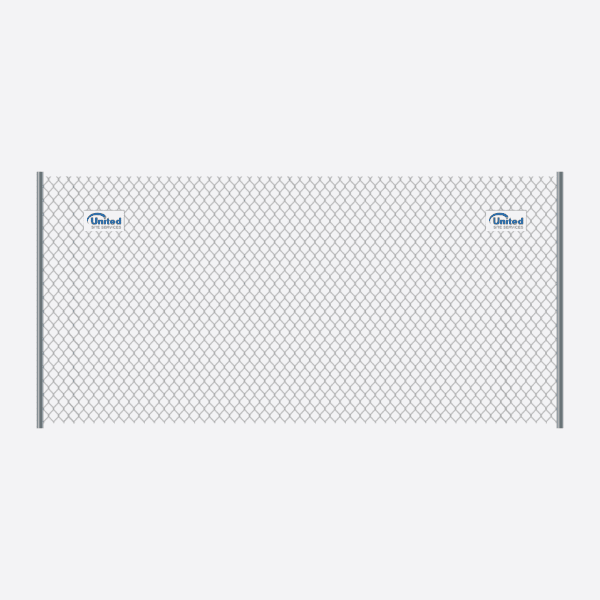 A temporary chain-link fence on a white background